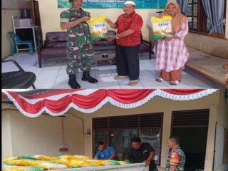 Babinsa Koramil 02/Sukakarya Dampingi Penyaluran Beras SPHP dalam Program Gerakan Pangan Murah di Gampong Aneuk Laot