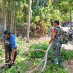 Babinsa Koramil 02/Sukakarya Gotong royong Bersama Warga Bersihkan Lingkungan di Gampong Aneuk Laot