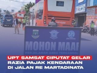 Dorong Kepatuhan Wajib Pajak, UPT Samsat Ciputat Gelar Razia Pajak Kendaraan di RE Martadinata,