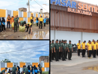 Kompak Kerja Bakti di Pasar Sentral BulukumbaTNI-Polri .DLHJ .warga dan Pelajar