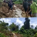Longsor Akibat Banjir, Akses Jalan Desa Sotoo Hilisimaetano Lumpuh; Warga Gotong Royong Bersihkan Material