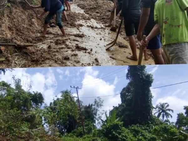 Longsor Akibat Banjir, Akses Jalan Desa Sotoo Hilisimaetano Lumpuh; Warga Gotong Royong Bersihkan Material