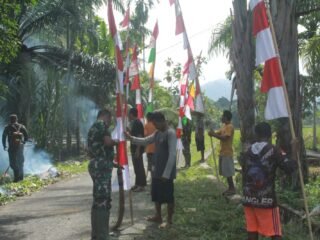 Menjelang Penutupan TMMD Ke-127, Desa Ujong Blang Dipenuhi Umbul-Umbul