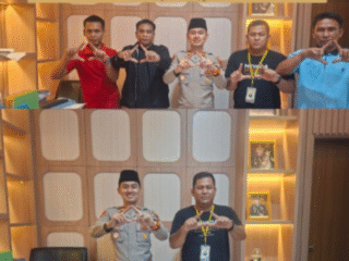 Moment kunjungan silaturahmi Dpc FRIC muba. Ke kapolsek sanga desa dalam rangka jelajah kemitraan dengan polri