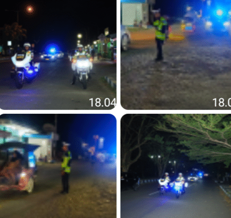 Cegah Laka Lantas, Personel Pos Pam Terpadu Operasi Ketupat Kie Raha 2026 Polda Malut Gelar Patroli Blue Light