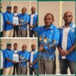 Benyamin Gurik, Ketua DPD KNPI Provinsi Papua Menyerahkan SK Ketua Carateker DPD KNPI Kabupaten Sarmi.