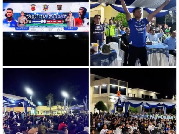 Jalin Hubungan Harmonis, Polres Cianjur Gelar Nobar Persib vs Bali United, dengan Masyarakat