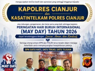 Kapolres Cianjur dan Kasatintelkam Polres Cianjur Apresiasi Dukungan SPN dalam Pengamanan May Day 2026