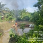 Polres Kuansing Tertibkan Aktivitas PETI Di Kuantan Tengah, Tiga Rakit Dimusnahkan