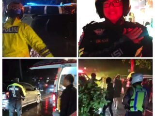 Sat Lantas Polres Cianjur Sigap Tangani Kecelakaan Lalu Lintas di Warungkondang