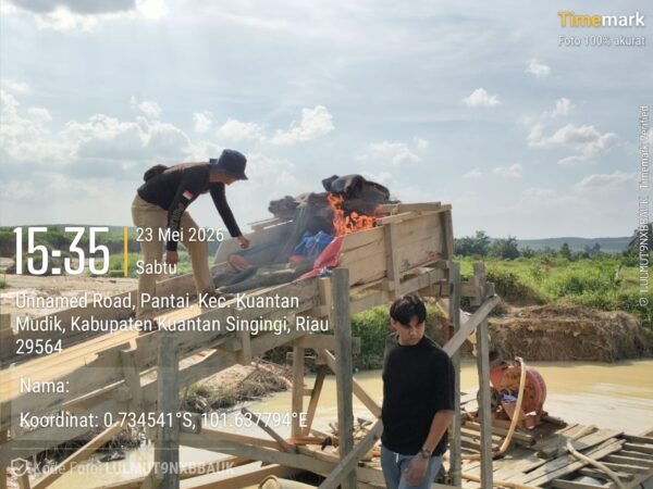 Polsek Kuantan Mudik Tertibkan Lima Rakit PETI Di Areal Perkebunan PT KTBM