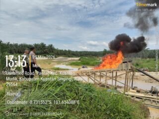 Polsek Kuantan Mudik Tertibkan 6 Rakit PETI Di Areal PT KTBM