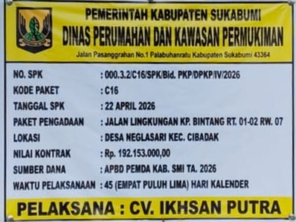 Akselerasi Infrastruktur, Disperkim Sukabumi Mulai Bangun Jalan Lingkungan di Desa Neglasari