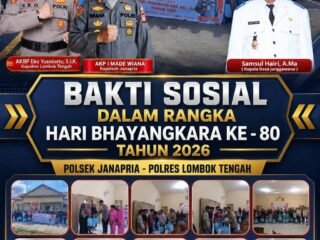 ‎Sambut Hari Bhayangkara ke-80, Polsek Janapria Salurkan Bantuan Paket Sembako di Kantor Desa Janggawana