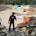 Polres Kuansing Tertibkan Dugaan Aktivitas PETI Di Desa Jake, Empat Rakit Dimusnahkan