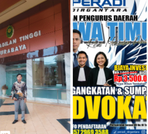 PERADI Dirgantara Jawa Timur Buka Pendaftaran Pengangkatan dan Pengambilan Sumpah Advokat di Wilayah Hukum Pengadilan Tinggi Surabaya Periode Juni - Juli 2026*