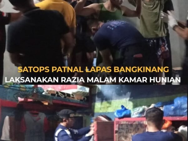 Satops Patnal Lapas Bangkinang Laksanakan Razia Malam Kamar Hunian Warga Binaan