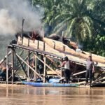 Polsek Cerenti Tertibkan 12 Rakit Dompeng Di Sungai Kuantan