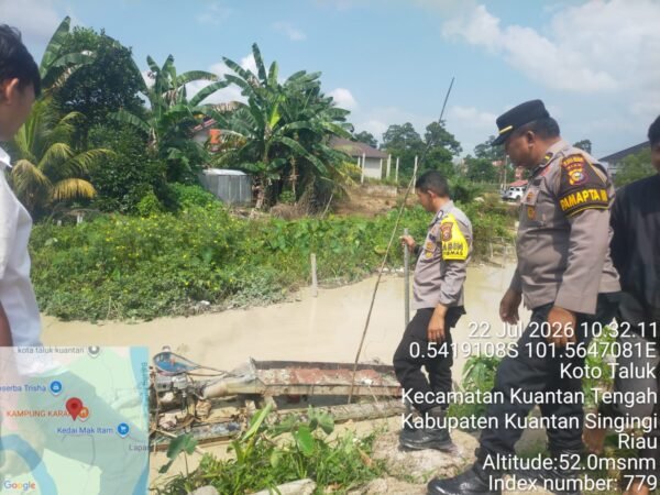 Tindak Lanjut Laporan 110, Polres Kuansing Musnahkan Satu Rakit PETI Di Desa Pulau Aro