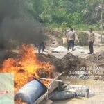 Gerak Cepat Tindak Lanjut Laporan 110, Polres Kuansing Musnahkan Empat Rakit PETI Di Sei Jering