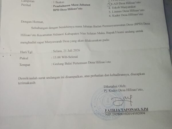 Usulan Perpanjangan Masa Jabatan BPD Desa Hilisao'oto Disorot, Ketua BPD Nilai Mekanisme Rapat Tak Sesuai Regulasi