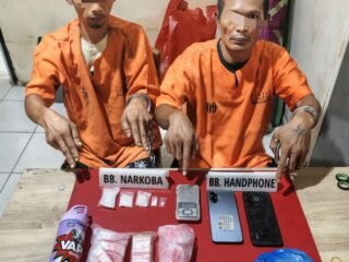 Polres Kampar Tangkap Dua Pelaku Narkoba Di Desa Intan Jaya, Sita 22,83 Gram Sabu-Sabu 