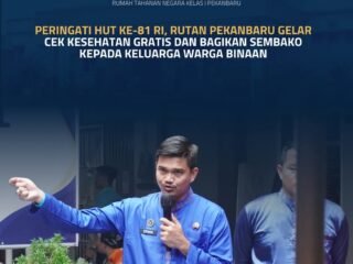 Peringati HUT Ke-81 RI, Rutan Pekanbaru Gelar Cek Kesehatan Gratis Dan Bagikan Sembako Kepada Keluarga Warga Binaan