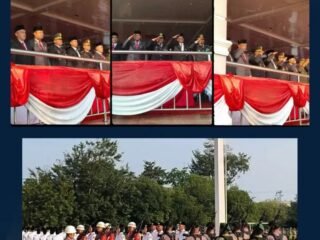 Kalapas Teluk Kuantan Bersama Forkopimda Kuansing Menghadiri Aubade Dan Penurunan Bendera Merah Putih Di Dalam Rangka Memperingati HUT RI Ke-81