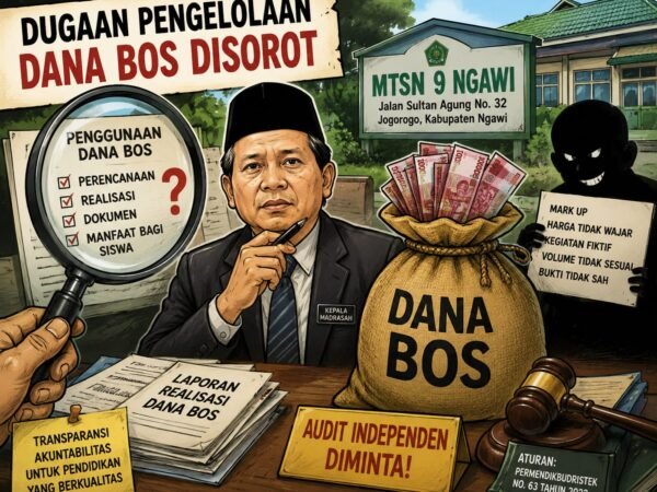 Dugaan Pengelolaan Dana BOS MTsN 9 Ngawi Disorot, Transparansi dan Audit Diminta
