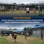 Jaga Kebugaran, Warga Binaan Lapas Bangkinang Manfaatkan Waktu Berjemur Dengan Berolahraga