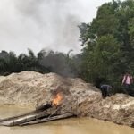 Polsek Singingi Tertibkan Dua Rakit PETI Di Muara Lembu