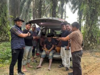 Polres Kuansing Amankan Empat Terduga Pelaku PETI Di Areal KUD Sungai Paku