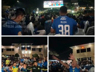 Nobar Persib di Polres Cianjur Berlangsung Meriah, Kebersamaan Suporter Tetap Kondusif
