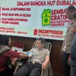Polres Kuansing Gelar Bhakti Kesehatan Donor Darah Dan Bagikan Sembako Dalam Rangka HUT Dubalang