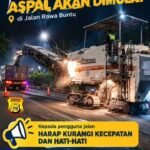 Malam ini Pengupasan Aspal Jalan Raya Rawabuntu di Mulai , Pengguna Jalan di Himbau Waspada