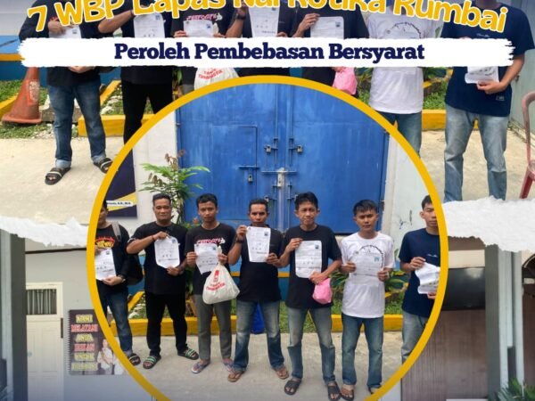 Hak Integrasi Terpenuhi 7 WBP Lapas Narkotika Rumbai Peroleh Pembebasan Bersyarat