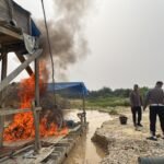 Polsek Singingi Hilir Tertibkan Aktivitas PETI Di Desa Petai, Empat Rakit Dompeng Dimusnahkan